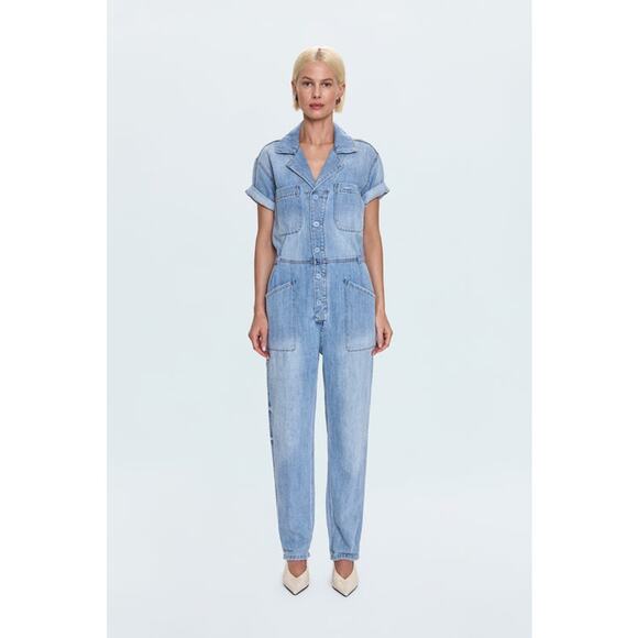 NWT Pistola Women's Denim Relaxed Fit Grover Jumpsuit Disoriented Blue Size XS - Picture 1 of 8
